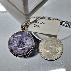 Morado opal purple pendant on a Sterling silver  20" curb chain. NEW